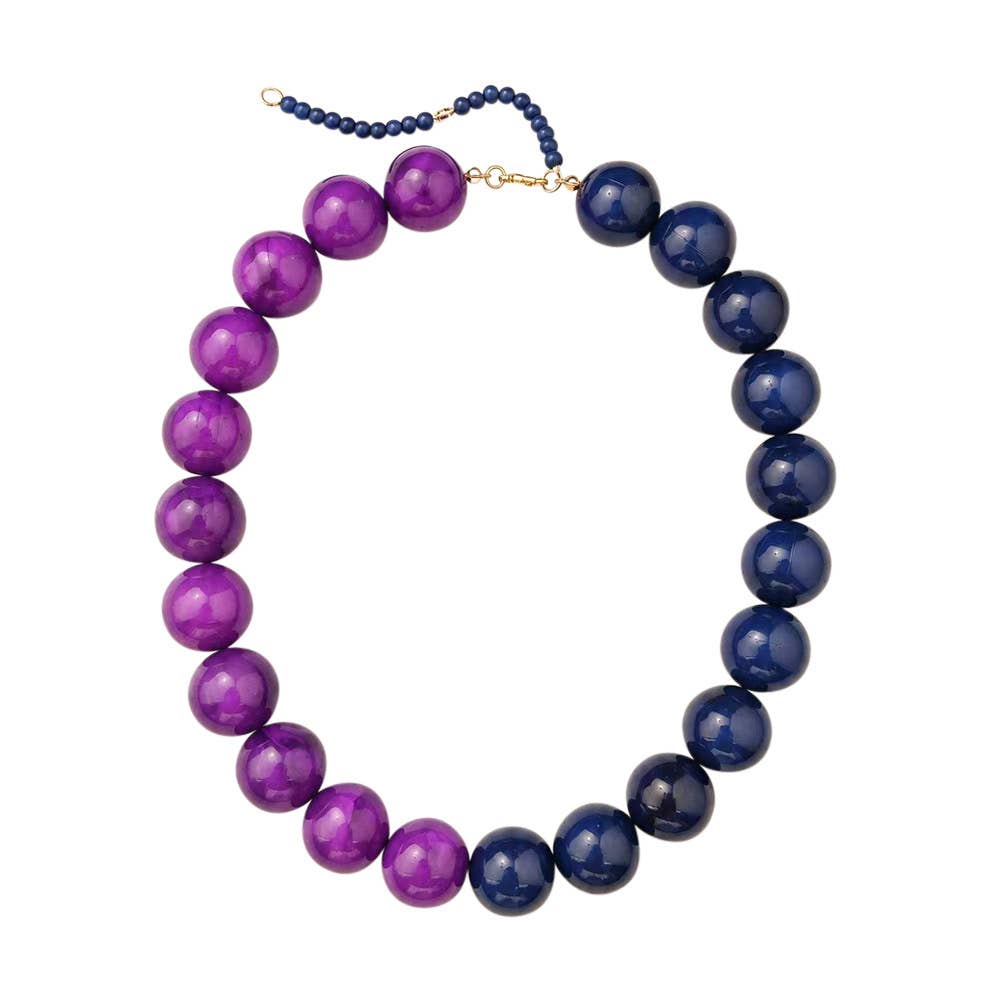 Wrenley 2-Tone Beaded Necklace - Purple