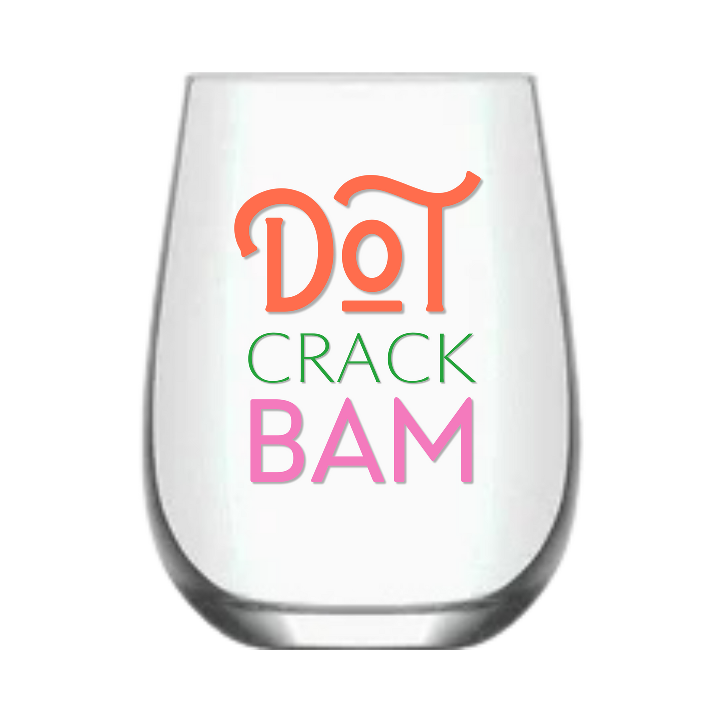 Mahjong Stemless Wine Glass "Dot Crack Bam" - Single 1ct