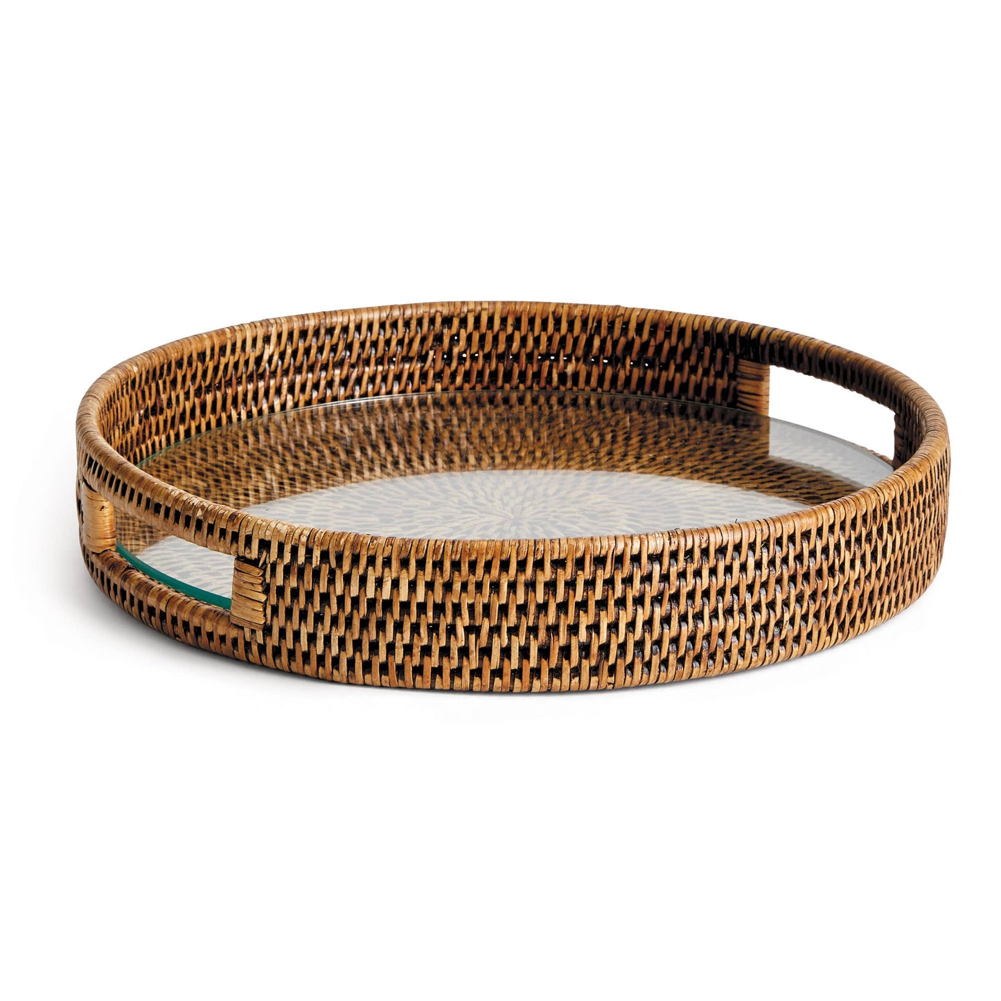 Burma Rattan Round Serving Tray-Brown