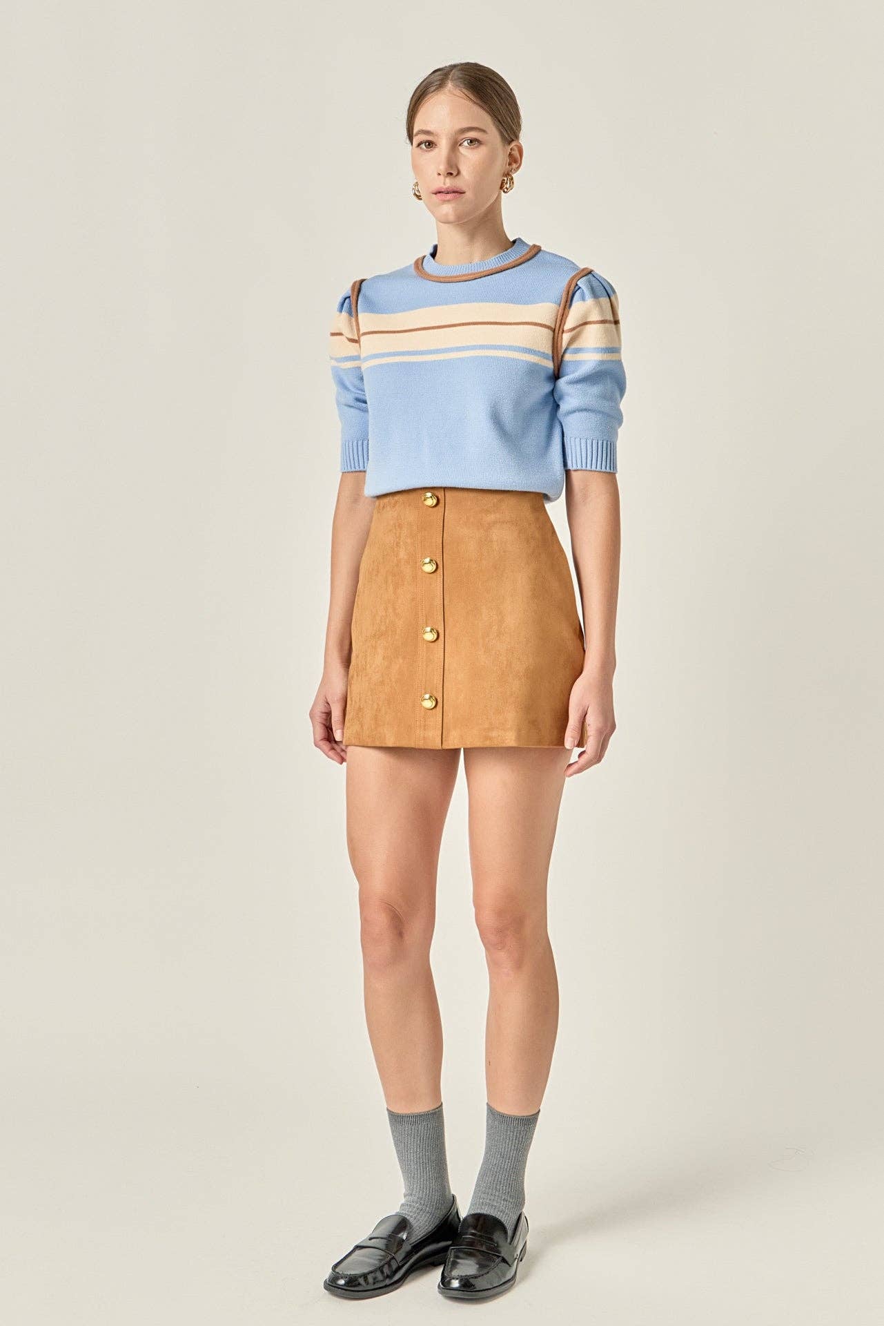 Women Knit Contrast Shirt