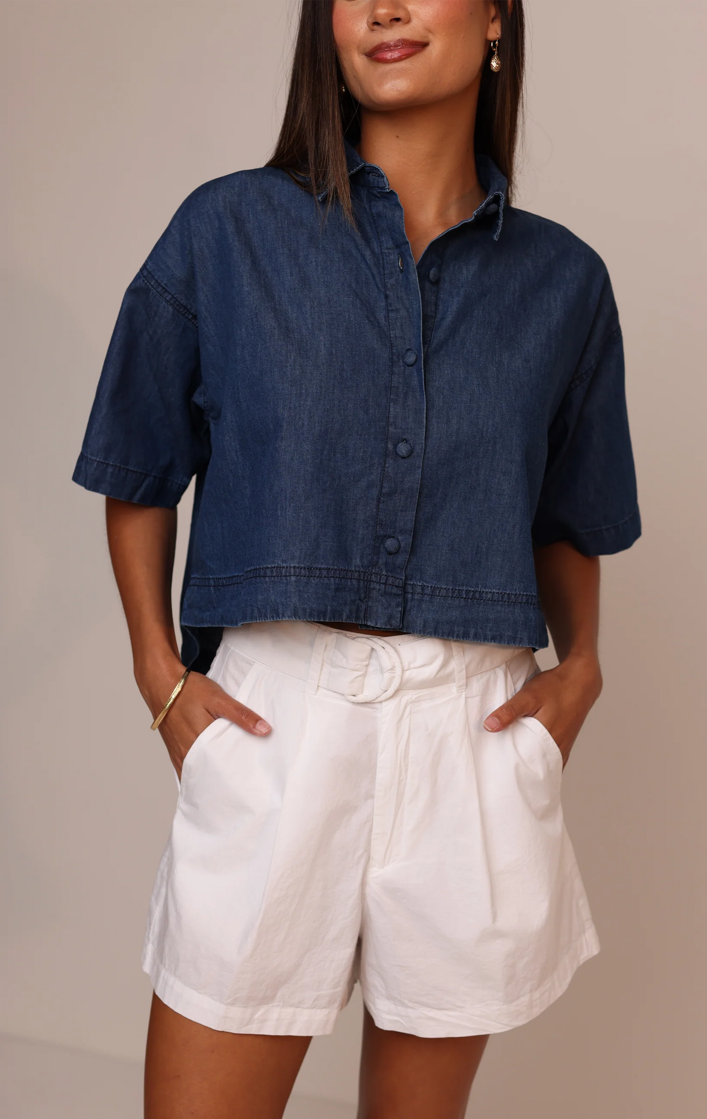 Casey Crop Button Up