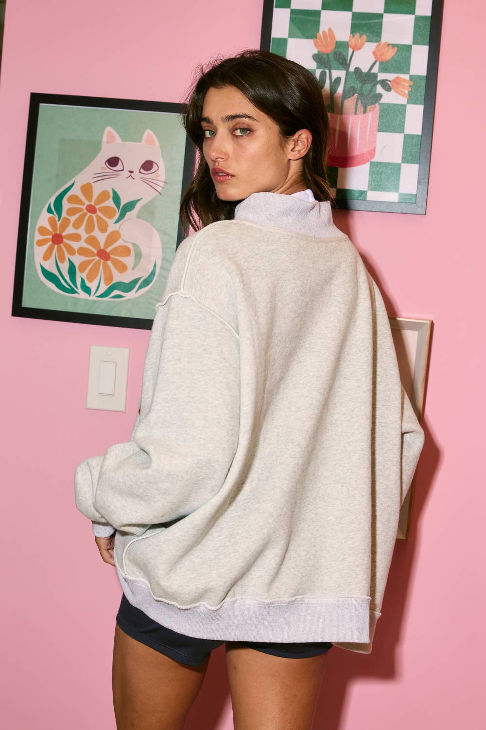 'GEORGIA & GA' Print Reversible Mock Neck Sweatshirt