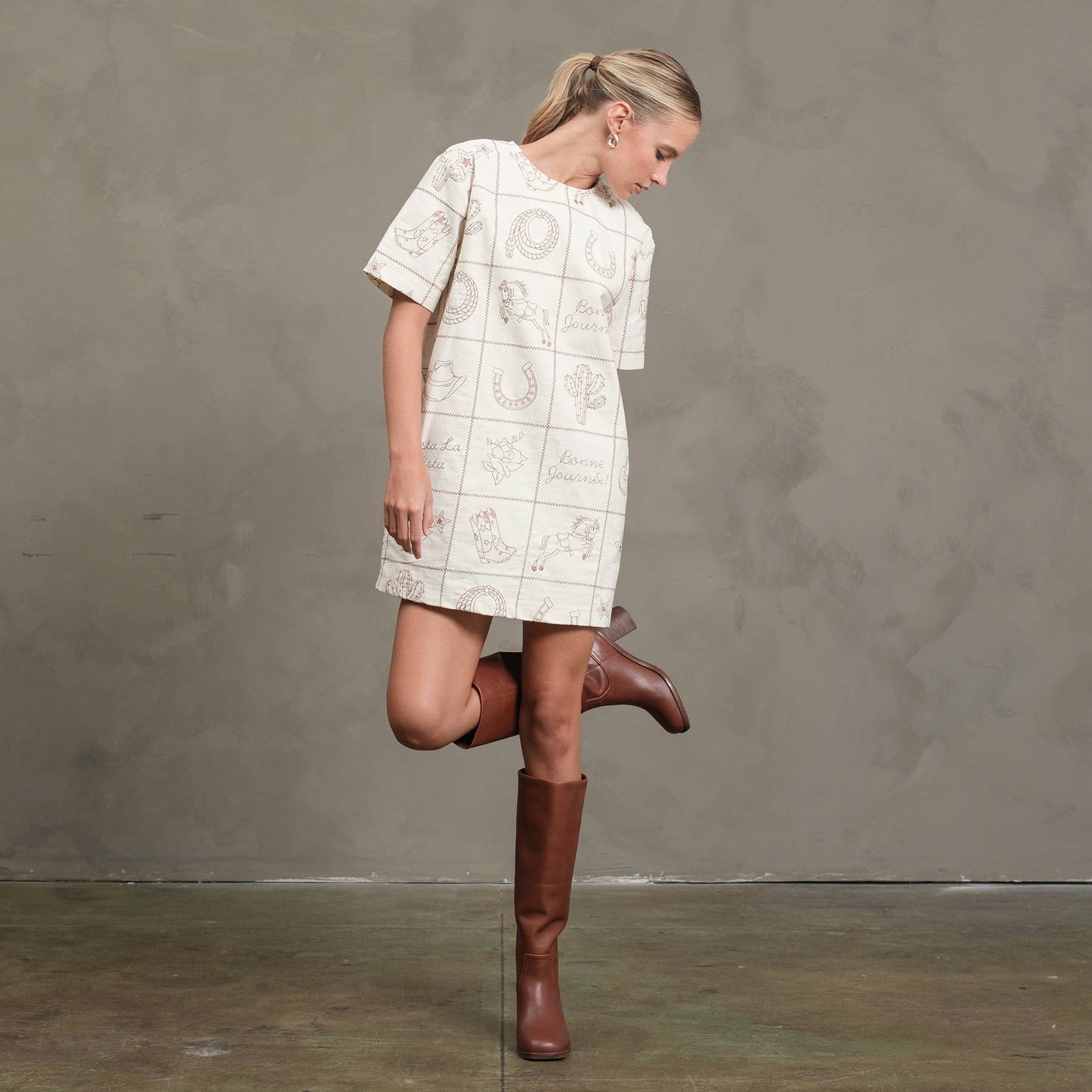 Western Embroidered Mini Dress