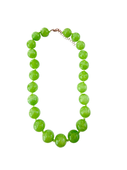 Mabry Chunky Beaded Necklace- Lime Green