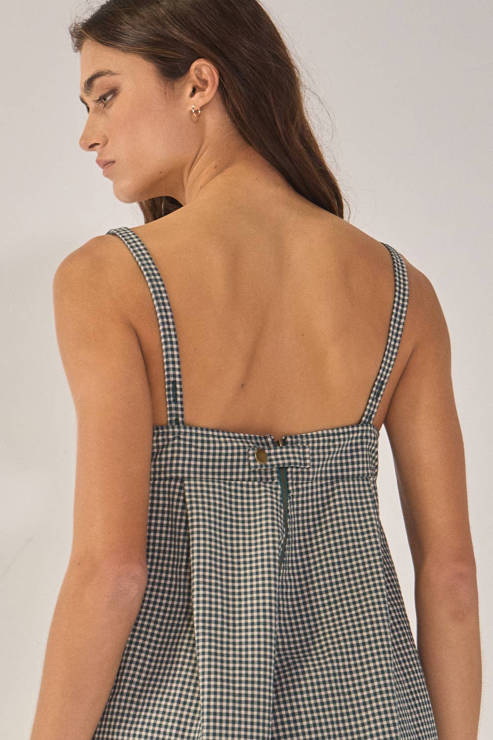 Relaxed Sleeveless Plaid Romper