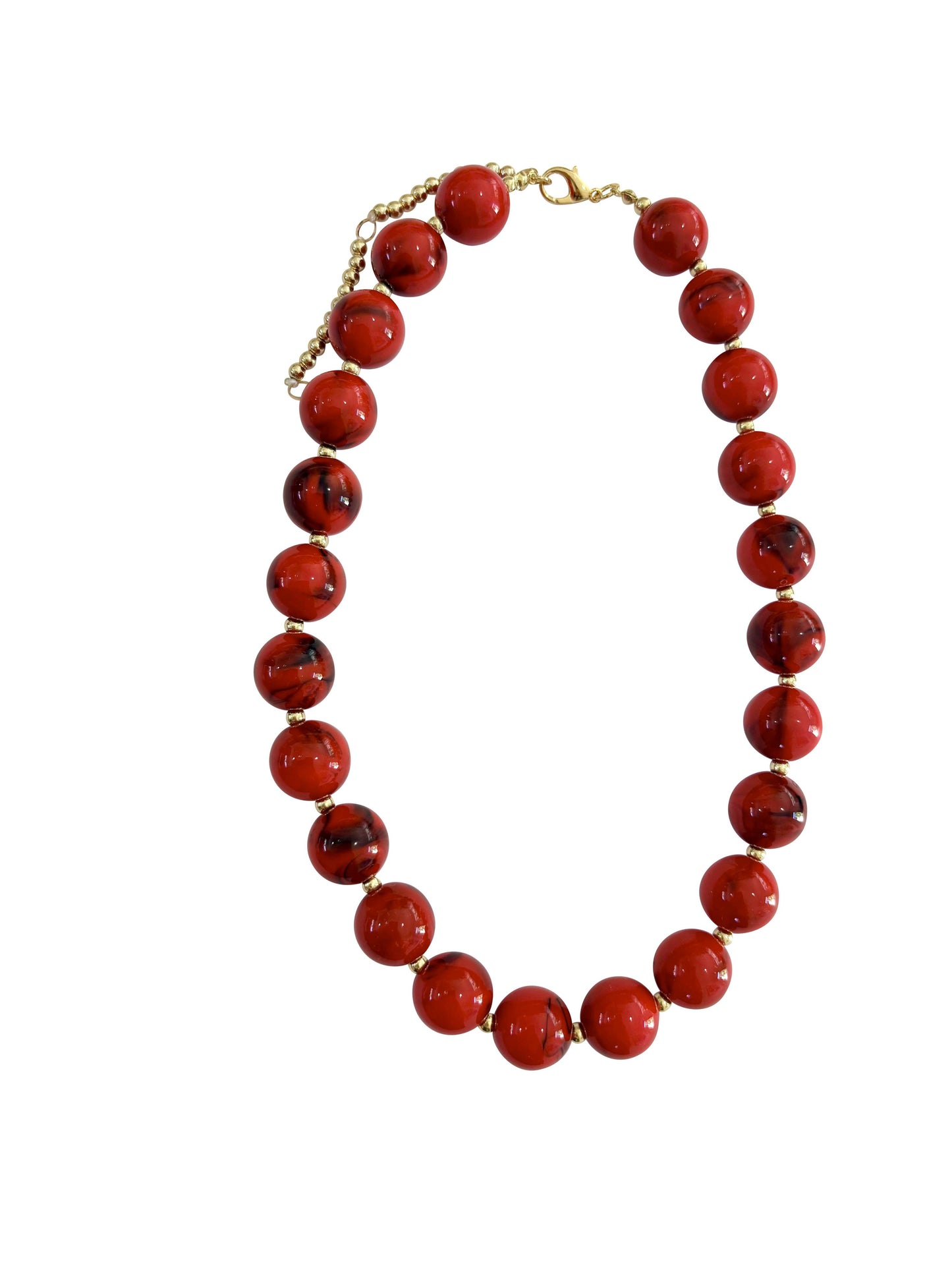 Avery Chunky Beaded Necklace- Red