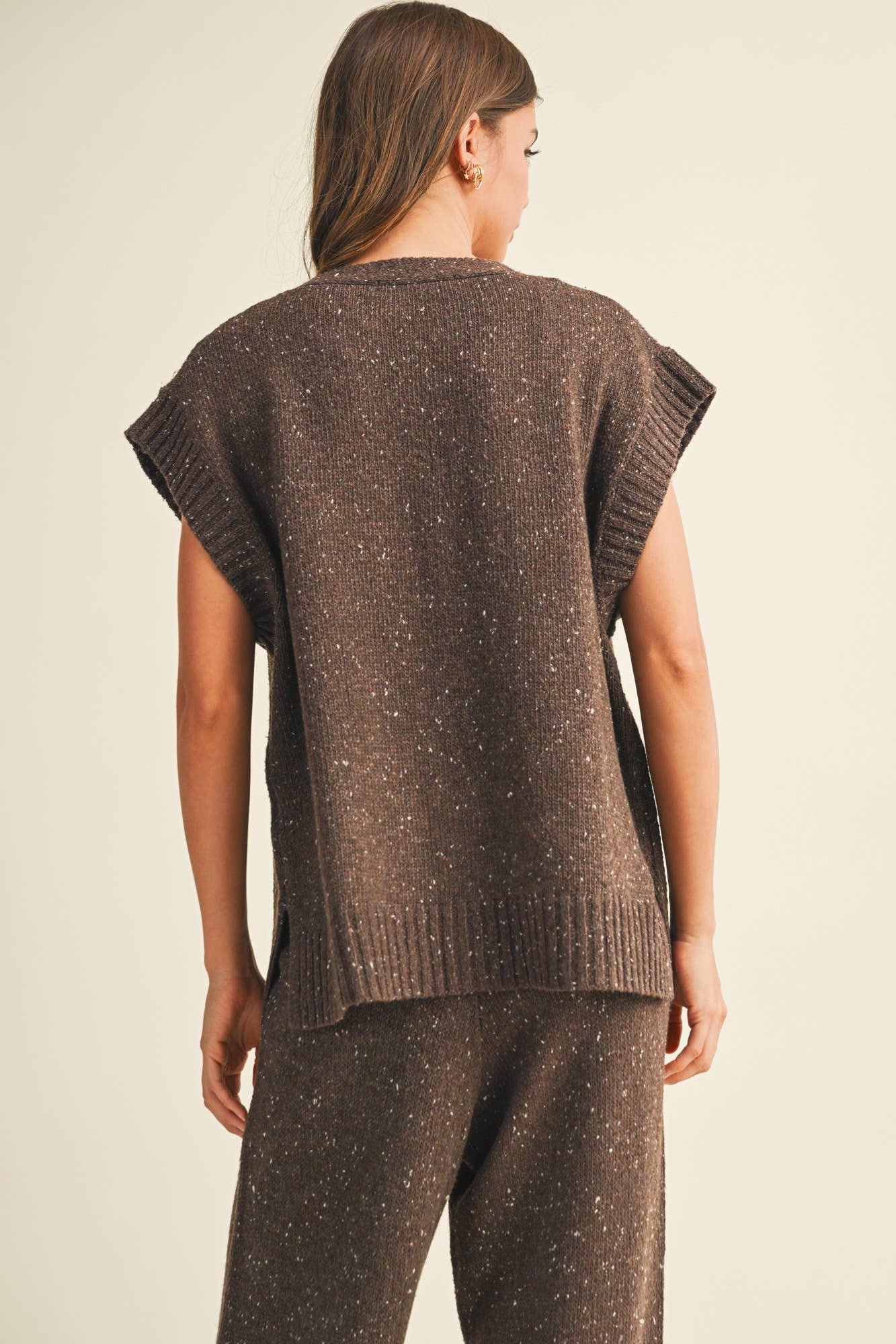 Oversized Button Front Sweater Vest