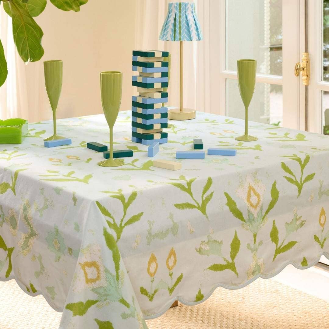 Petal Garden Aqua Square Game Tablecloth
