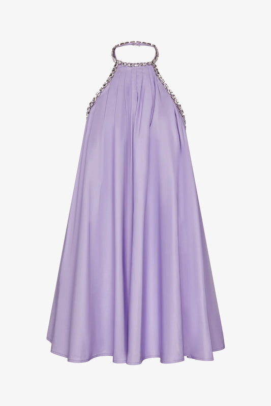 Embellished Halter Dress in Lavender