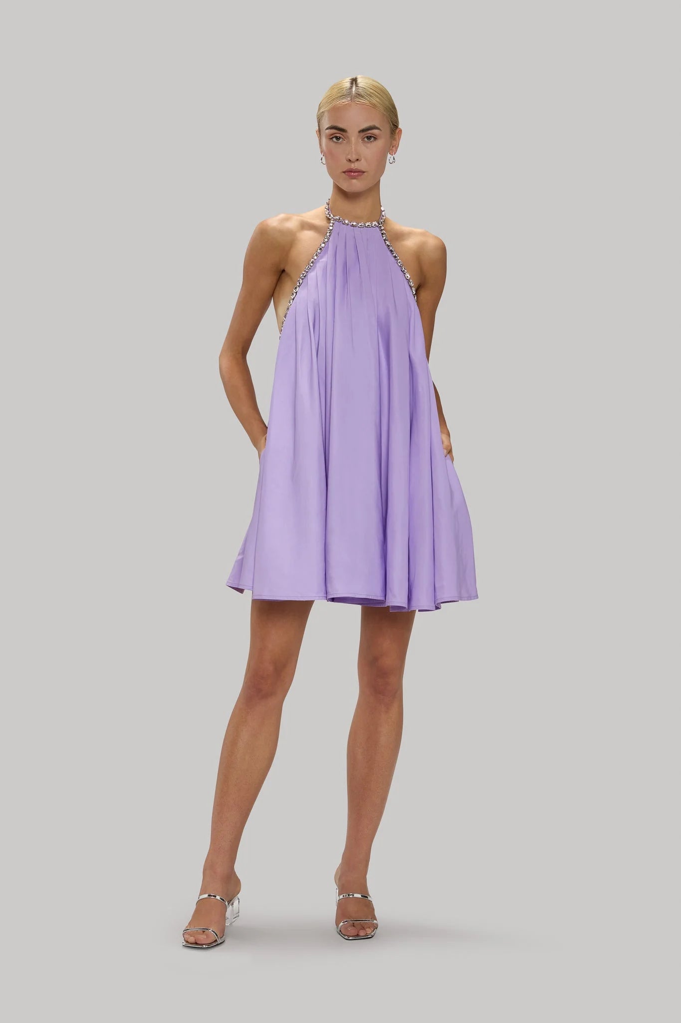 Embellished Halter Dress in Lavender – The Central Newnan