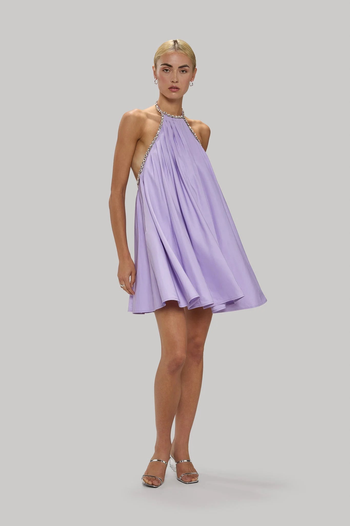 Embellished Halter Dress in Lavender