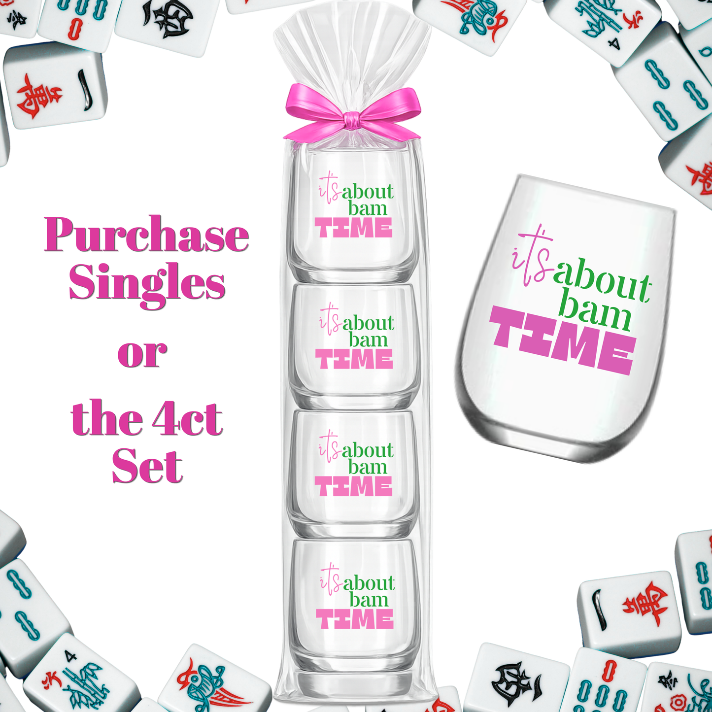 Mahjong Stemless Wine Glass "It's About Bam Time" - Single