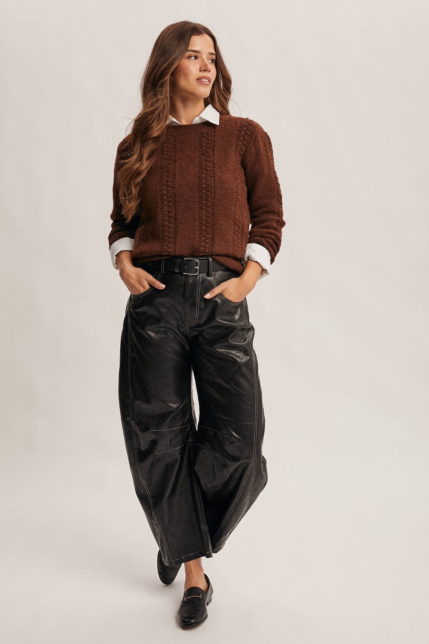 Faux Leather Barrel Pants