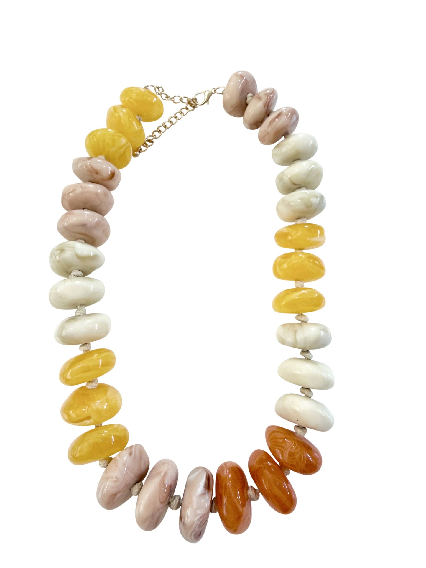 Delray Chunky Beaded Necklace- Yellow/Tan Mix