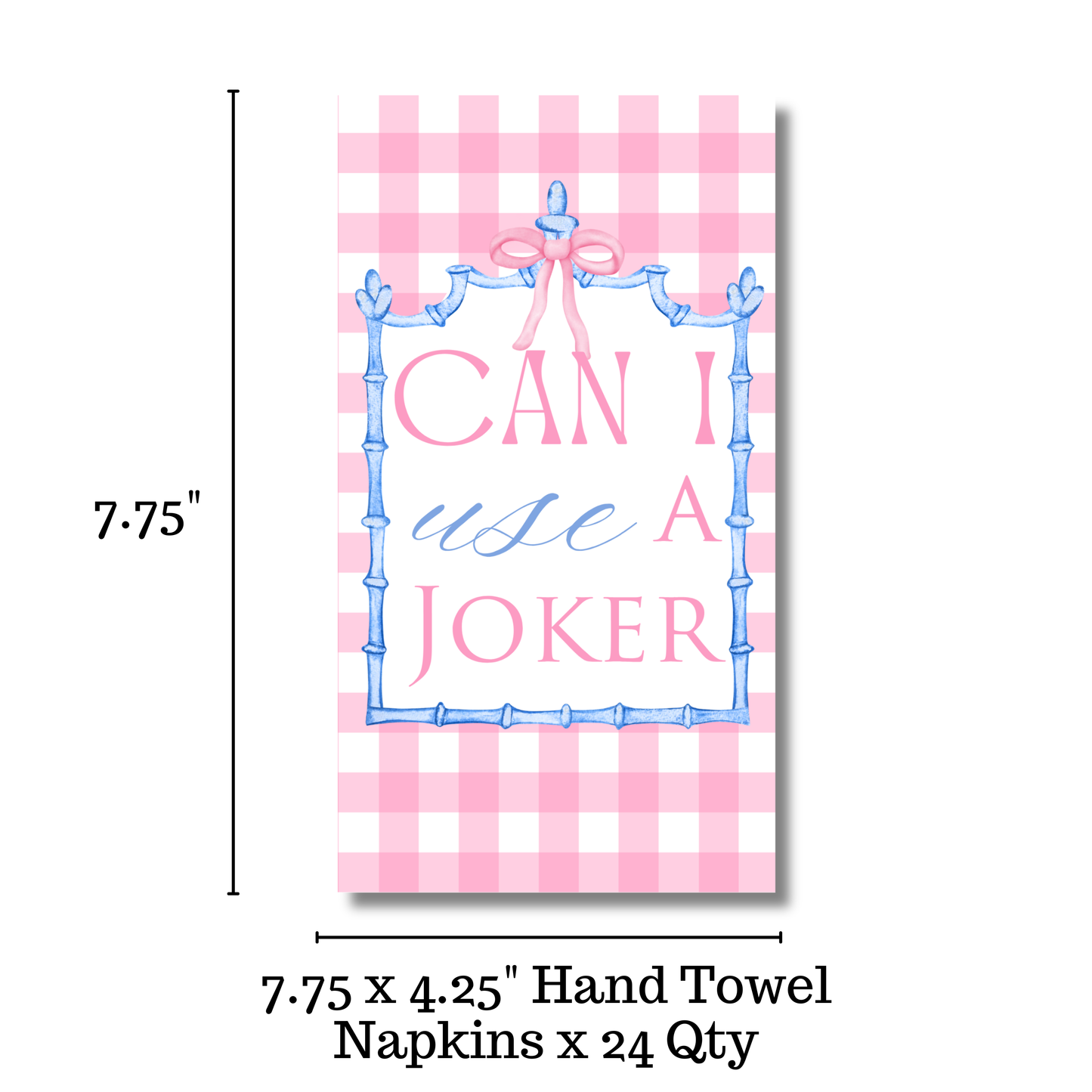 Mahjong Pink Plaid "Can I Use a Joker" 24ct Guest Napkins