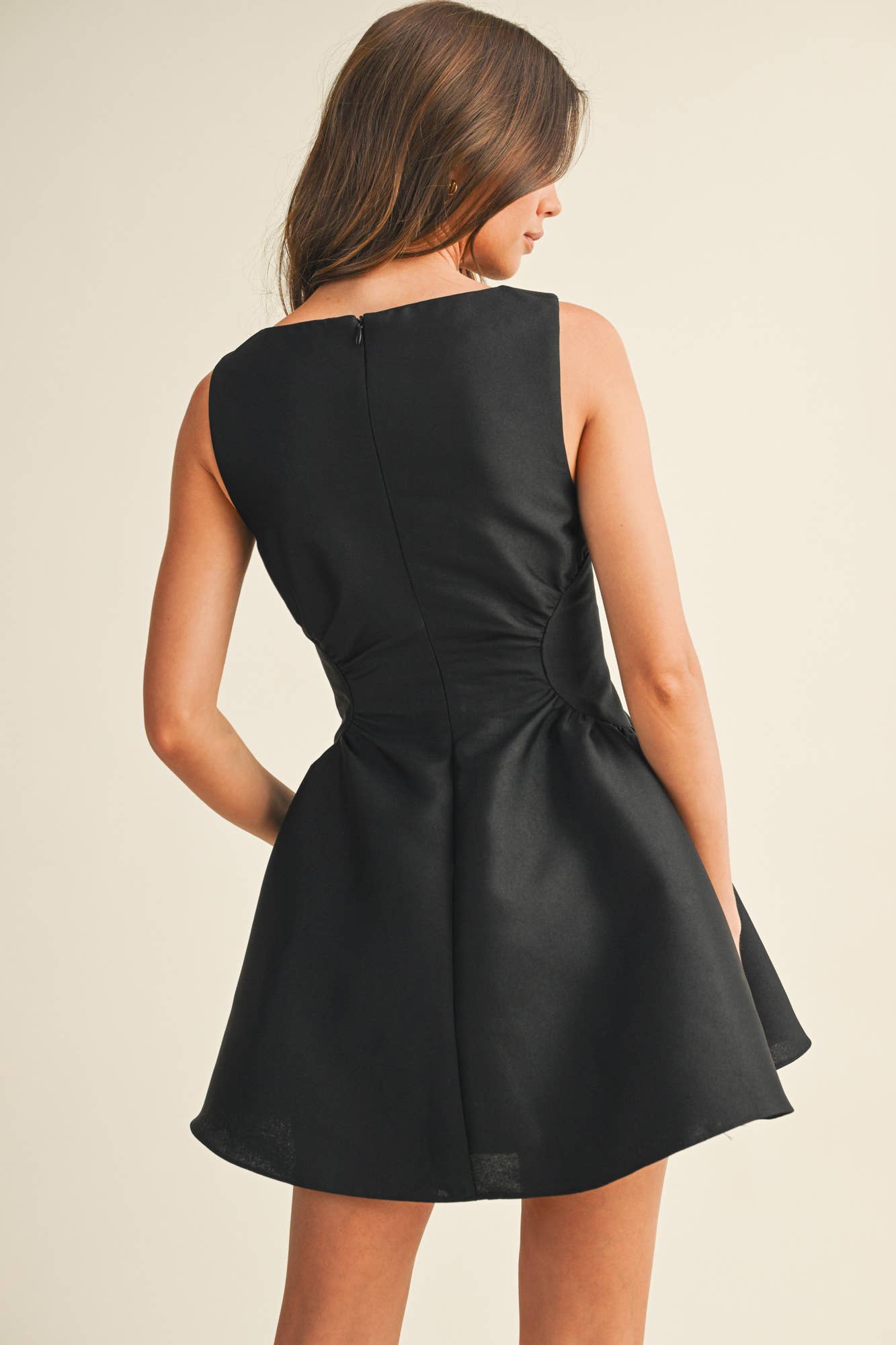 Shirred Waist Sleeveless Flare Dress