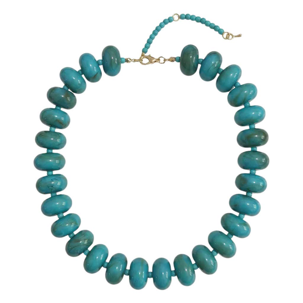 Marlan Chunky Beaded Necklace- Turquoise