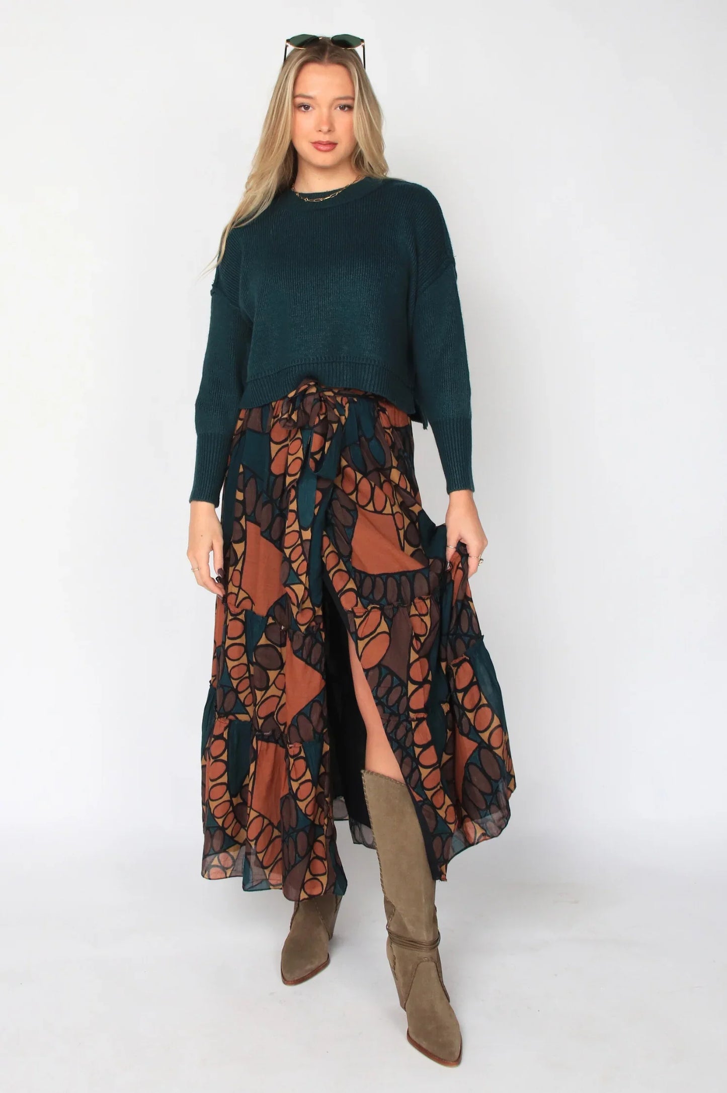 Kitty Ankle Skirt in Dark Saguaro