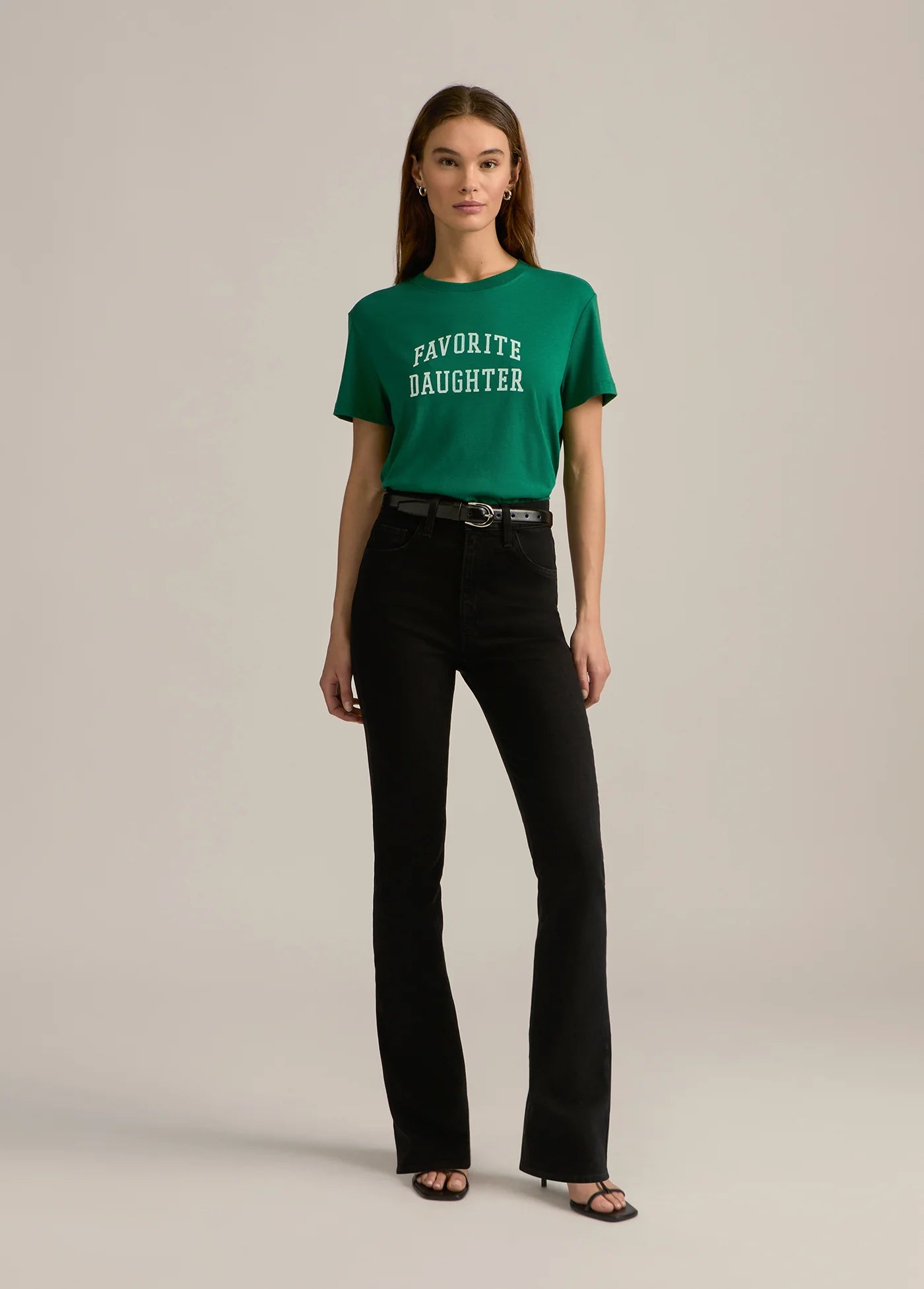 The Cropped Collegiate Tee in Emerald