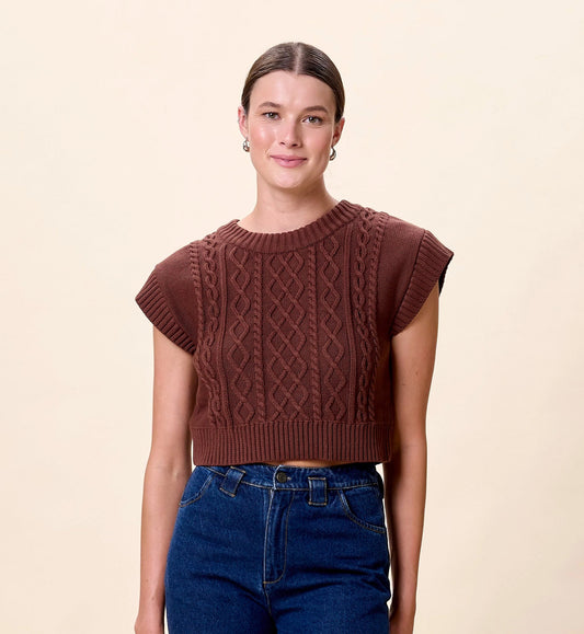 Gigi Sweater Vest in Cocoa