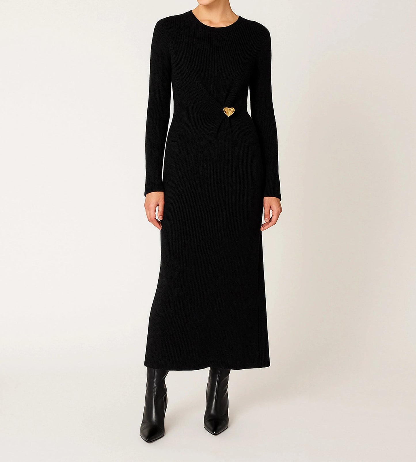 Hjarta Midi Dress in Black Knit