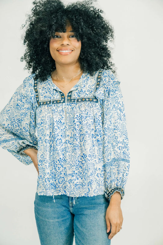 Ash Blouse in Midnight Meadow