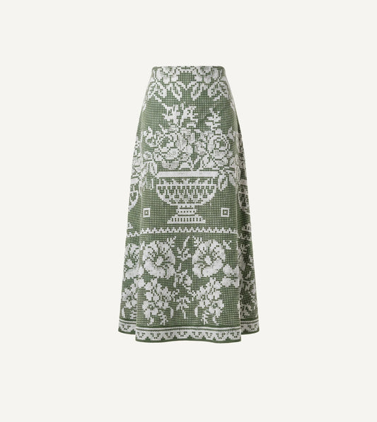 Jasmine Ankle Skirt in Verdant Flight