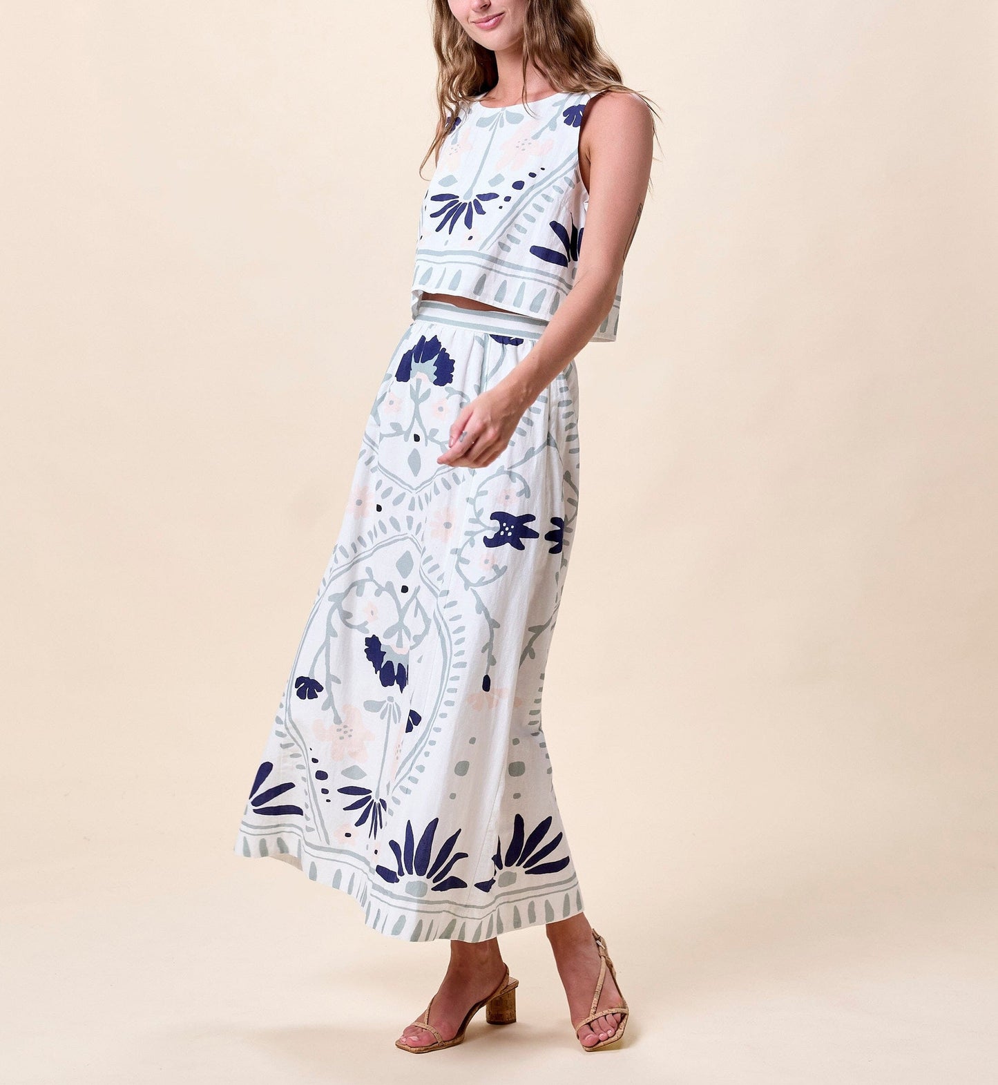Juliet Ankle Skirt in Liliana Blue Surf