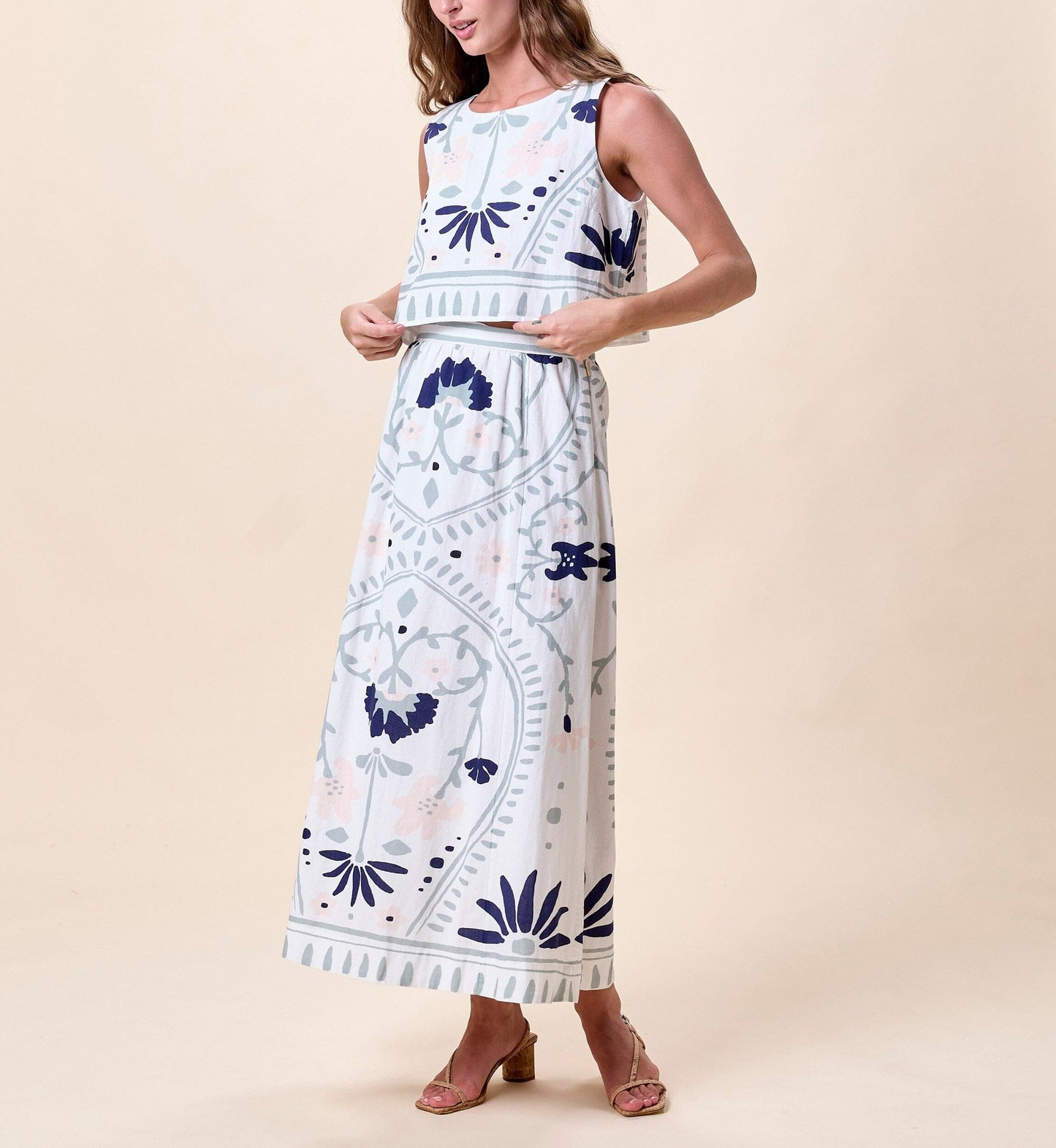 Juliet Ankle Skirt in Liliana Blue Surf
