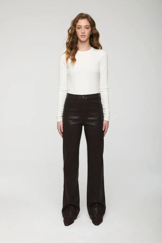 Evie High Rise Slim Boot in Coated Mocha