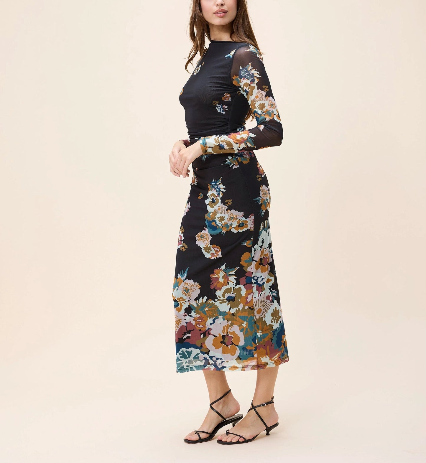 Lura Mesh Midi Dress in Vitet Floral