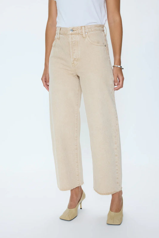 Tate Crop High Rise Bowed Wide Leg in Dune