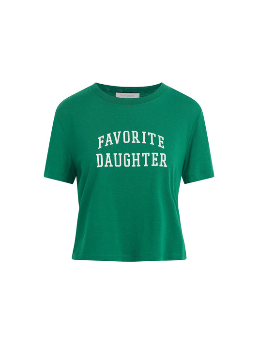 The Cropped Collegiate Tee in Emerald
