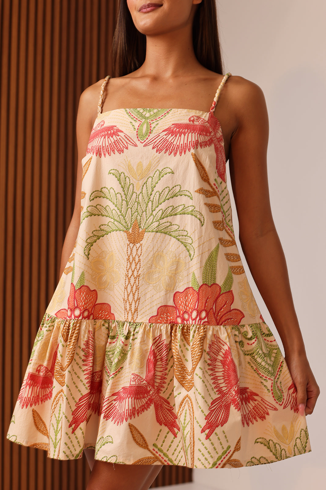 Scarlett Mini Dress in Stitchwork Hibiscus