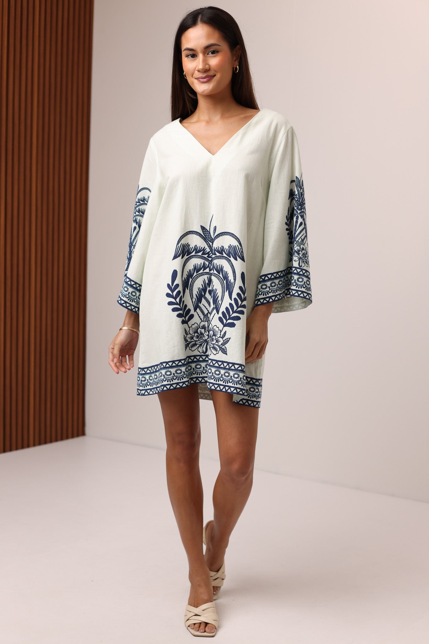 Roxi Mini Dress in Palmcourt Ivory