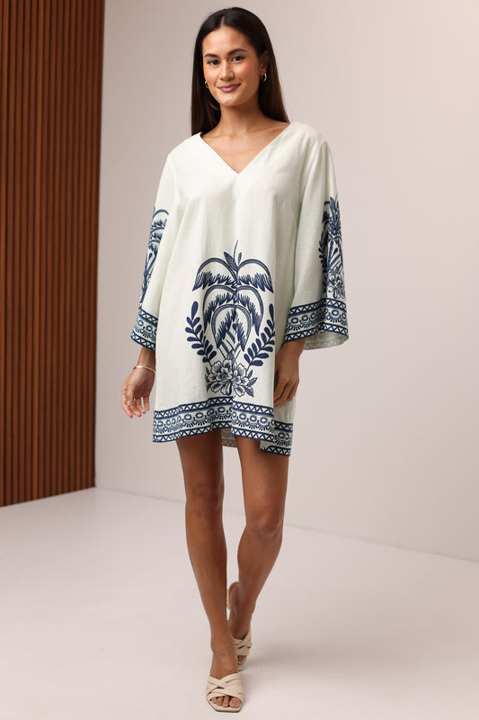 Roxi Mini Dress in Palmcourt Ivory