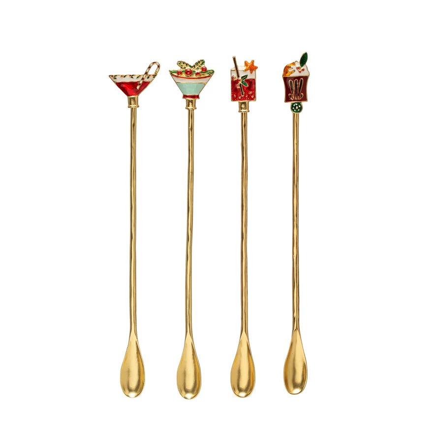 Assorted Enameled Beverage Cocktail Spoons